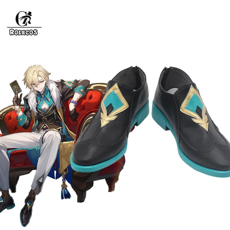 ROLECOS Aventurine Cosplay Shoes Game Honkai: Star Rail Aventurine Flat Men Shoes Party Halloween Christmas Party Shoes