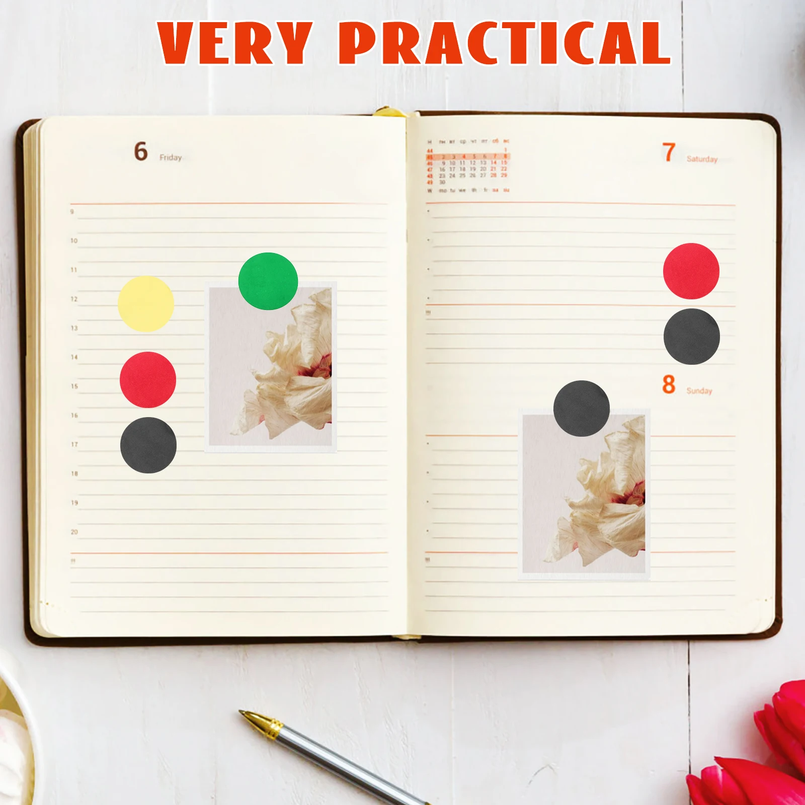 

6 Rolls Stickers Decorative Mark Diy Color Dot Coding Round Small Classification Office