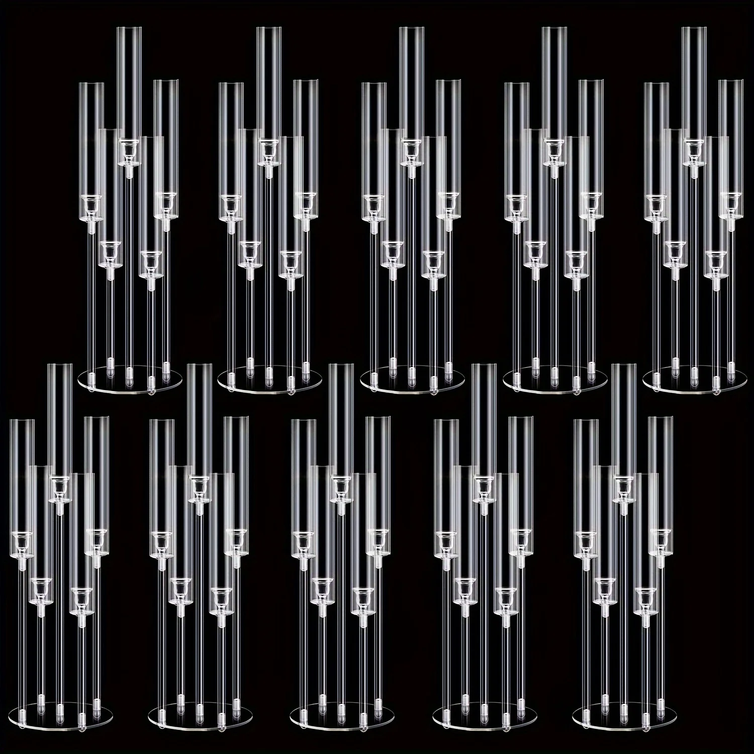 

10pcs Acrylic Candelabra Bulk Centerpiece for Table Wedding, 5 Arm Candelabra Clear for Youngsters Shower 26.8 Inches Tall Candl