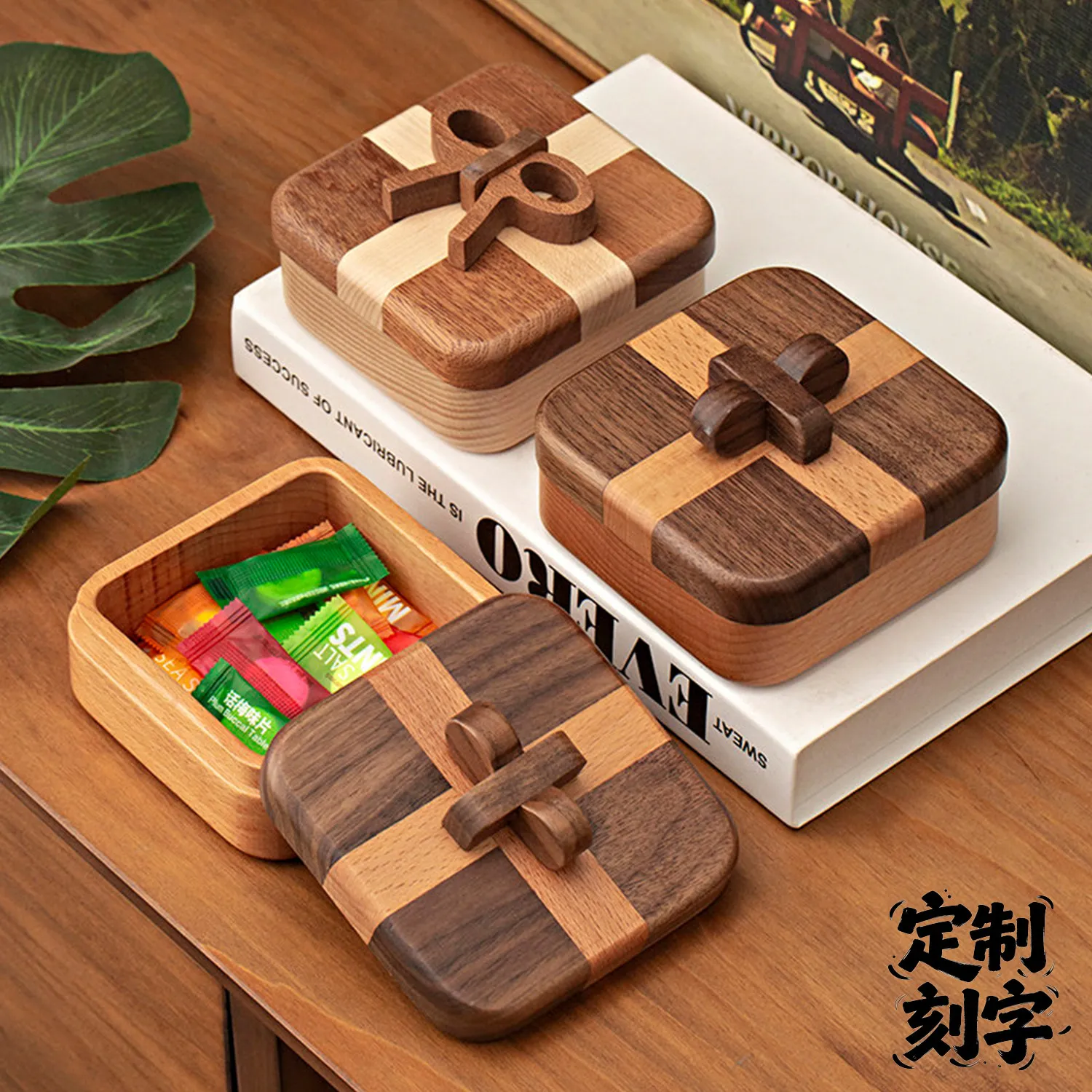 Premium Black Walnut Wood Floss & Toothpick Holder with Lid, Solid Wood Storage Jar for Home Desk, Stylish Gift Box Organizer.