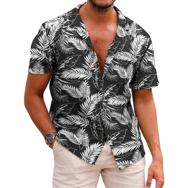 Hawaiian multiple styles beach shirts summer Men\'s short-sleeved casual shirts Seaside vacation clothes Loose floral shirts top