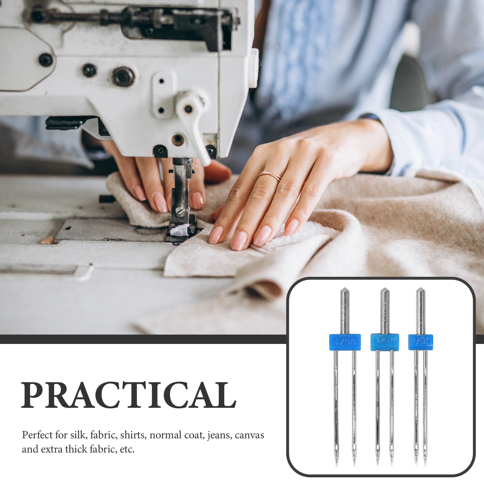 

9Pcs Portable Twin Sewing Machine Needles Metal Sturdy Craft Sewing Tools Fabric Stitching Accessories Twin Needle