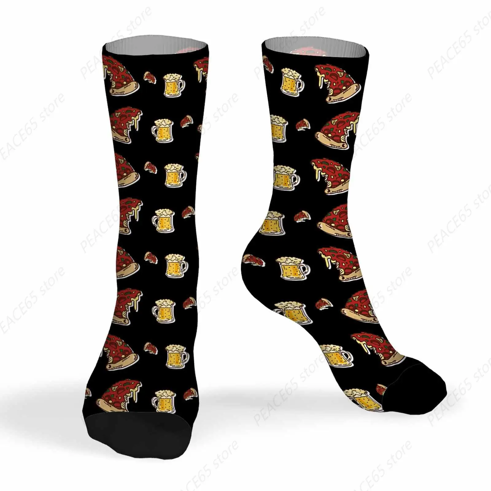 Socks Fast Food Mens Fun Dress Socks Pizza and Beer for Women Funny Novelty Crazy Design Socks