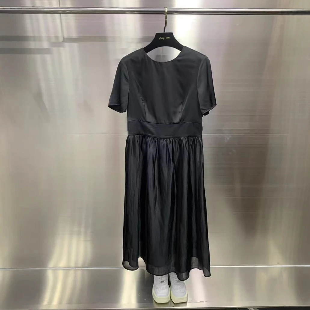 

Ele Ele Bla Midi Dr Slimming Waist Design Commute Summer New Arrival Women's Faion High Waist A-Line Dr