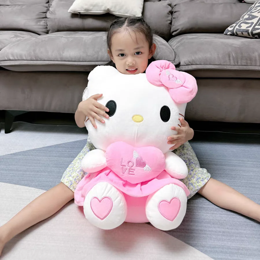 Jouets en peluche Sanurgente Hello Kitty pour enfants, oreiller en peluche rose beurre, jouets Kawaii mignons pour bébé, cadeau spécial Halloween, 25-70cm