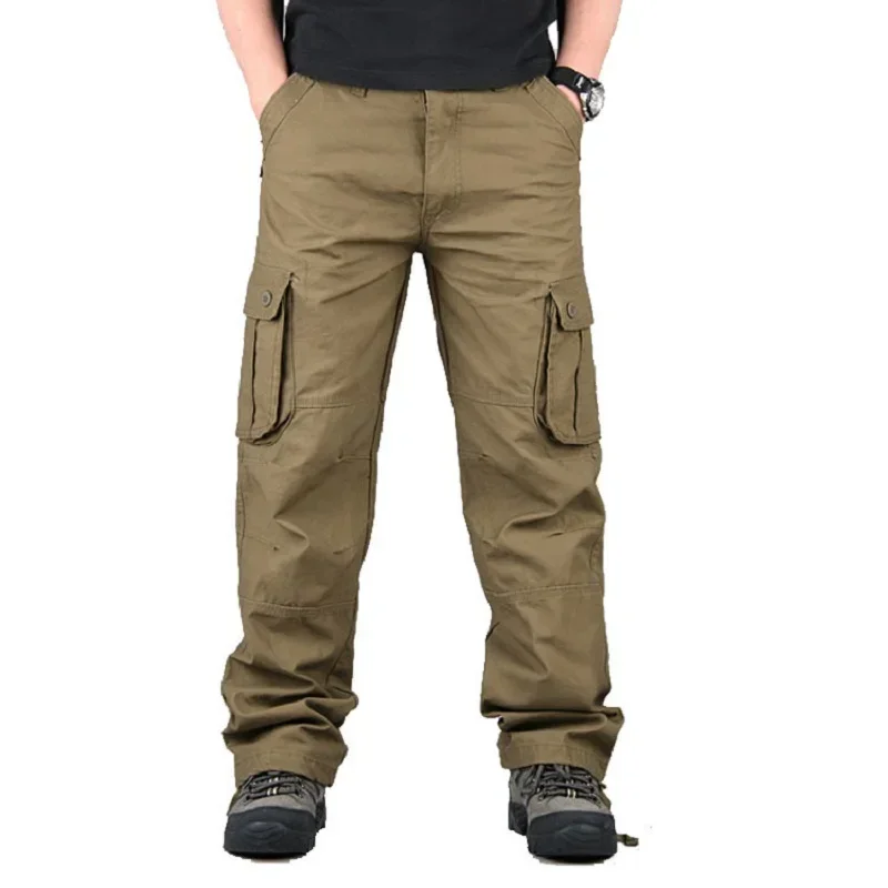 Cotton Men's Cargo Pants Casual Multi Pockets Tactical Work Pants Men Outerwear Straight Slacks Long Trousers For Men Clothing