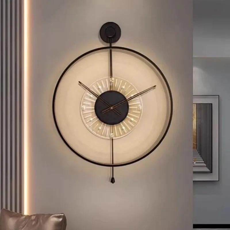 Modern Wall Clocks Metal Wall Clock Living Room Luxury Clock Silent Mechanic Light Watch Art Home Decoration Accessories