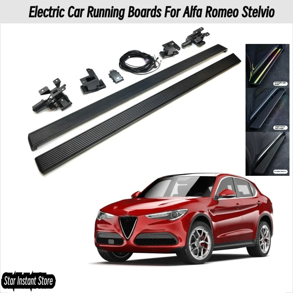 

Auto Retractable Running Boards for Alfa Romeo Stelvio, Electric Side Steps with LED Lights for SUV, Aluminum Alloy Car Steps