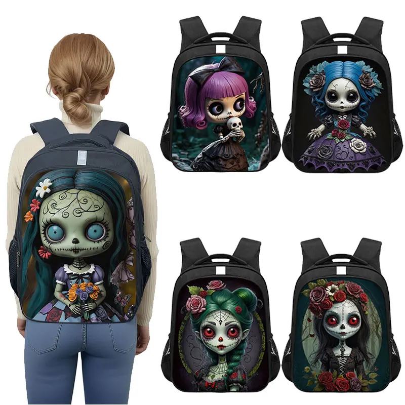 

Dark Zombie Girl Print Backpack Nightmare Gothic Girls Kids School Bags Women Laptop Rucksack Student Canvas School Bookbag Gift