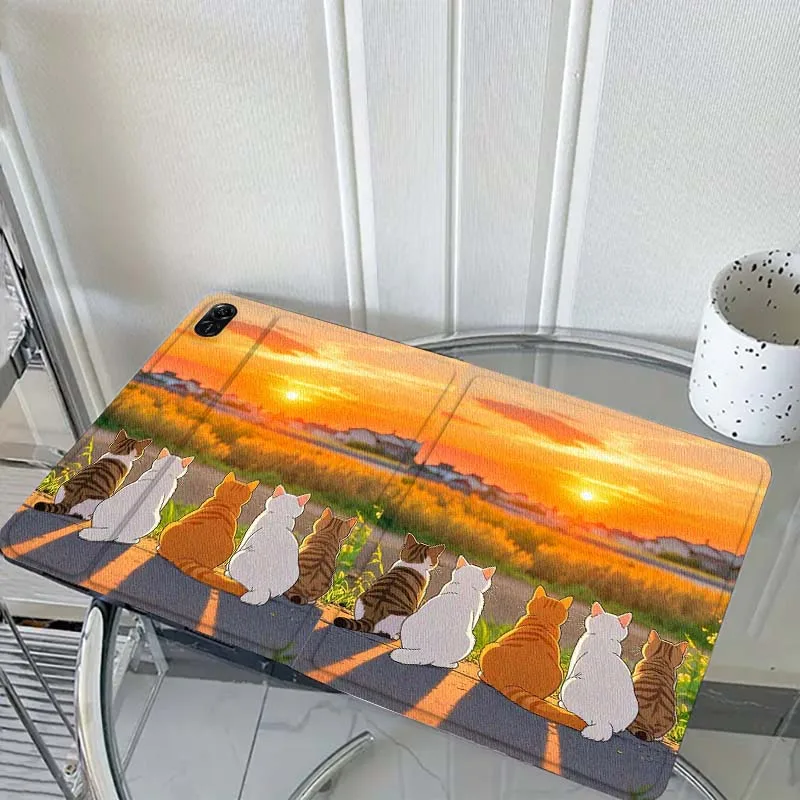 

Sunset Cat Cartoon Gift For Honor Pad 8 V8 9 GT MagicPad 13 3 2 Tab MatePad Pro Air 12 X 12.6 Foldable Tablet Case