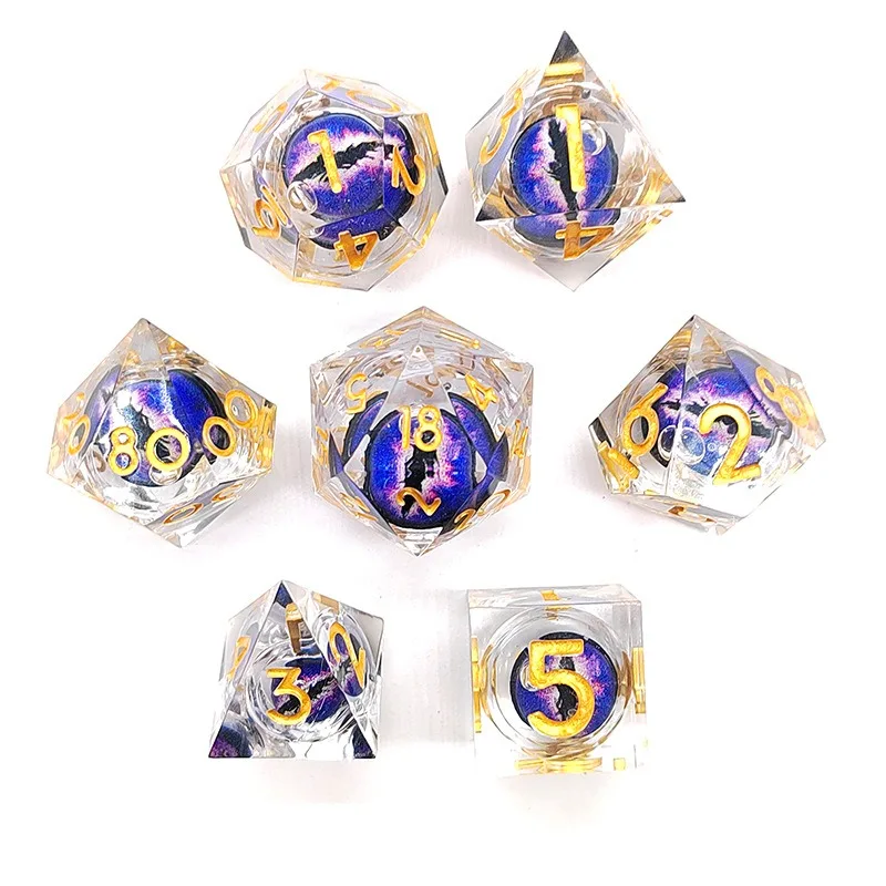 7Pcs/set New Pointed Resin Dice Dragon Eyes Can Rotate Game Dice