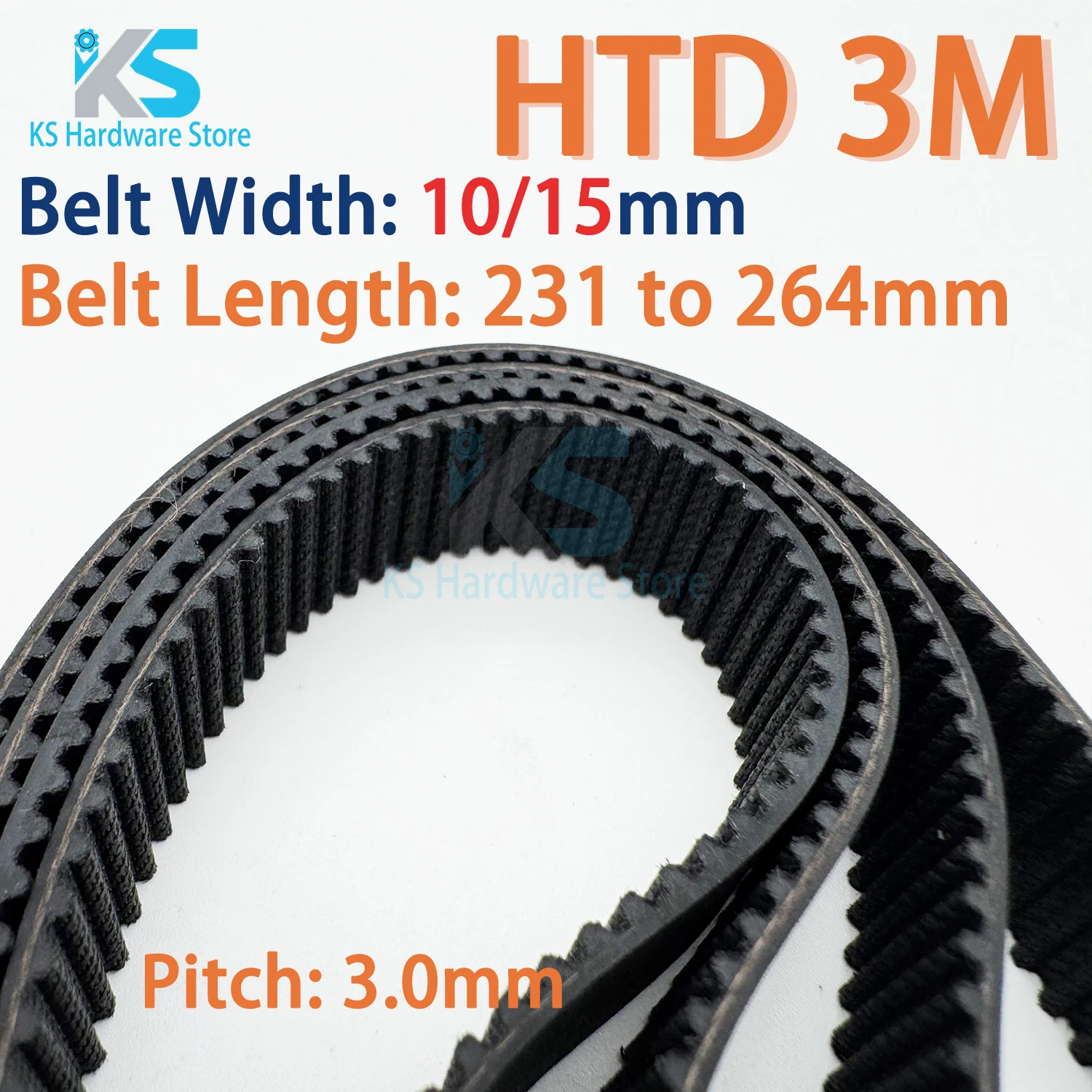 HTD3M Belt Width 6mm Closed Loop Rubber Timing Belt Length 231 234 237 240 243 246 249 252 255 258 261 264mm 3M Synchronous Belt
