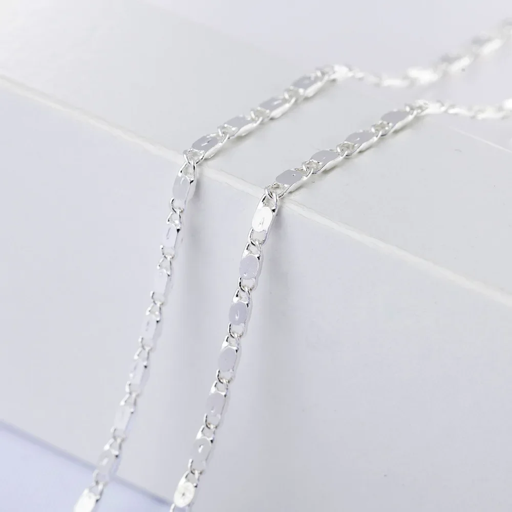 Wholesale Chain 2mm Link  Chain Silver Color Necklace for Women with Plata Stamp Jewelry Twisted Chain 16-30 Inches