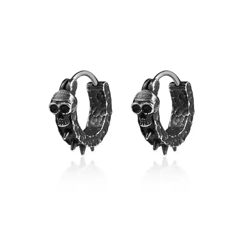 Gothic Black Skull Awl Earrings Statement Men Women Hip Hop Rock Jewelry Biker Party Accessories Hypoallergenic Earring