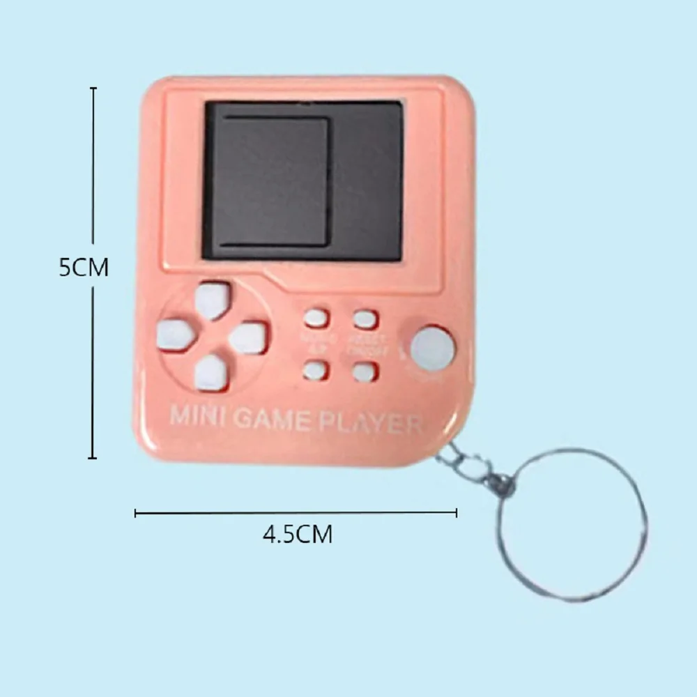 Mini Handheld Game Players Machine Pocket Game Console Built-in 26 Games Use for Key Chain Ring Holder Kids Gift