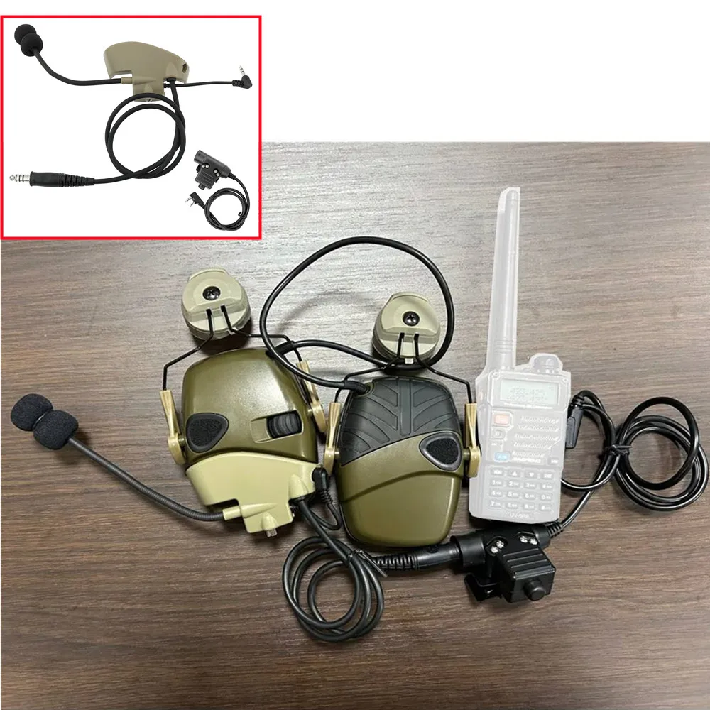 Tactical Headset Shooting Headset Noise Canceling Hunting Headset with ARC Helmet Rail Adapter Microphone Kit Comm Headset