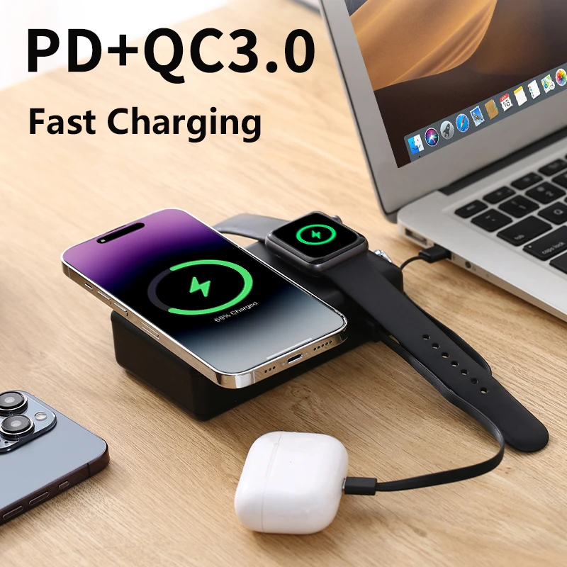 65 واط GaN USB C شاحن قوة البنك 20000 مللي أمبير Qi2 المغناطيسي اللاسلكية شاحن سريع آيفون 16 iWatch محمول Powerbank مع التيار المتناوب التوصيل #5