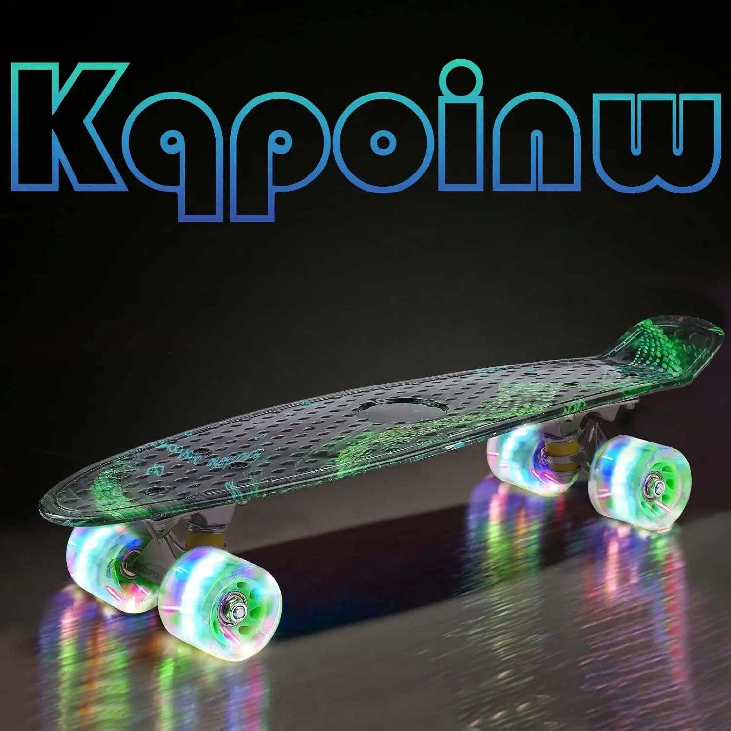 لوح تزلج صغير كامل مقاس 22 بوصة للأطفال مع عجلات وأداة وامضة ملونة، هدية مثالية