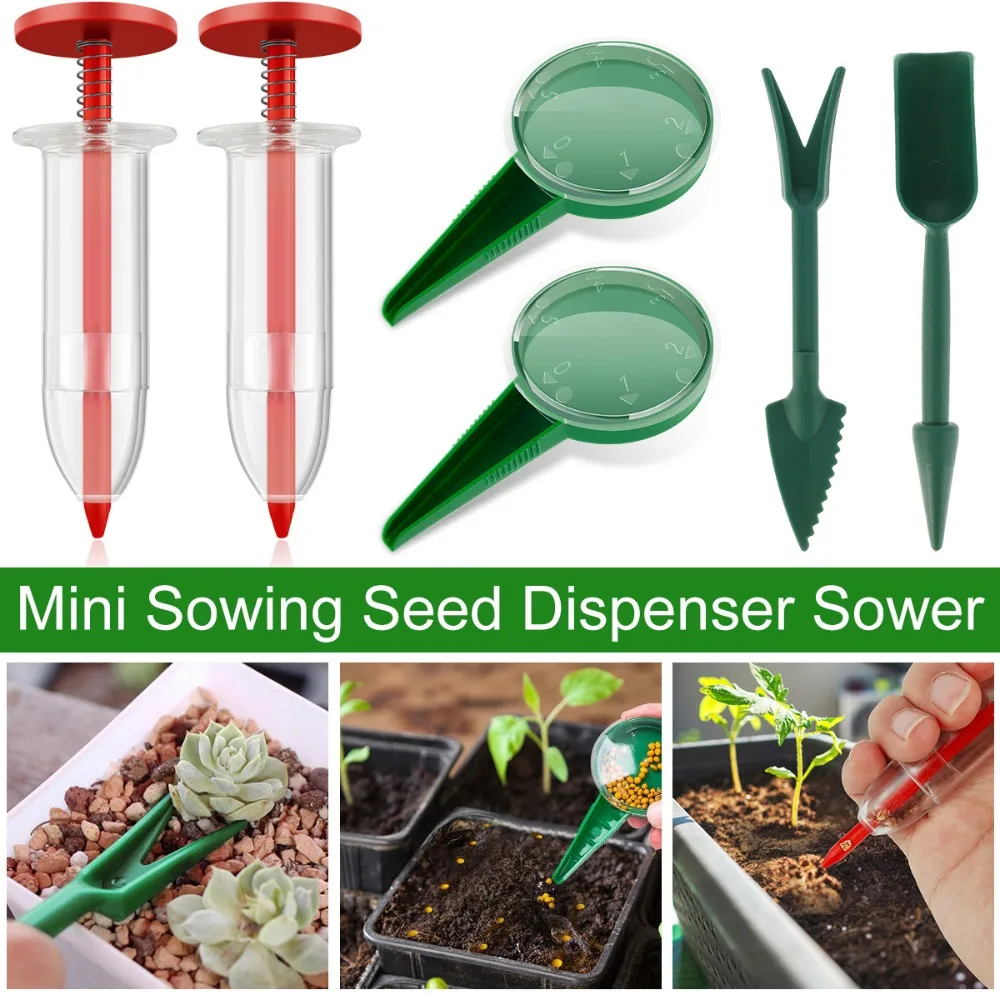 New Manual Mini Sowing Seed Dispenser Gardening Tool Widger Set Handhold Seedlings Dibber Plastic Useful Mini Planter