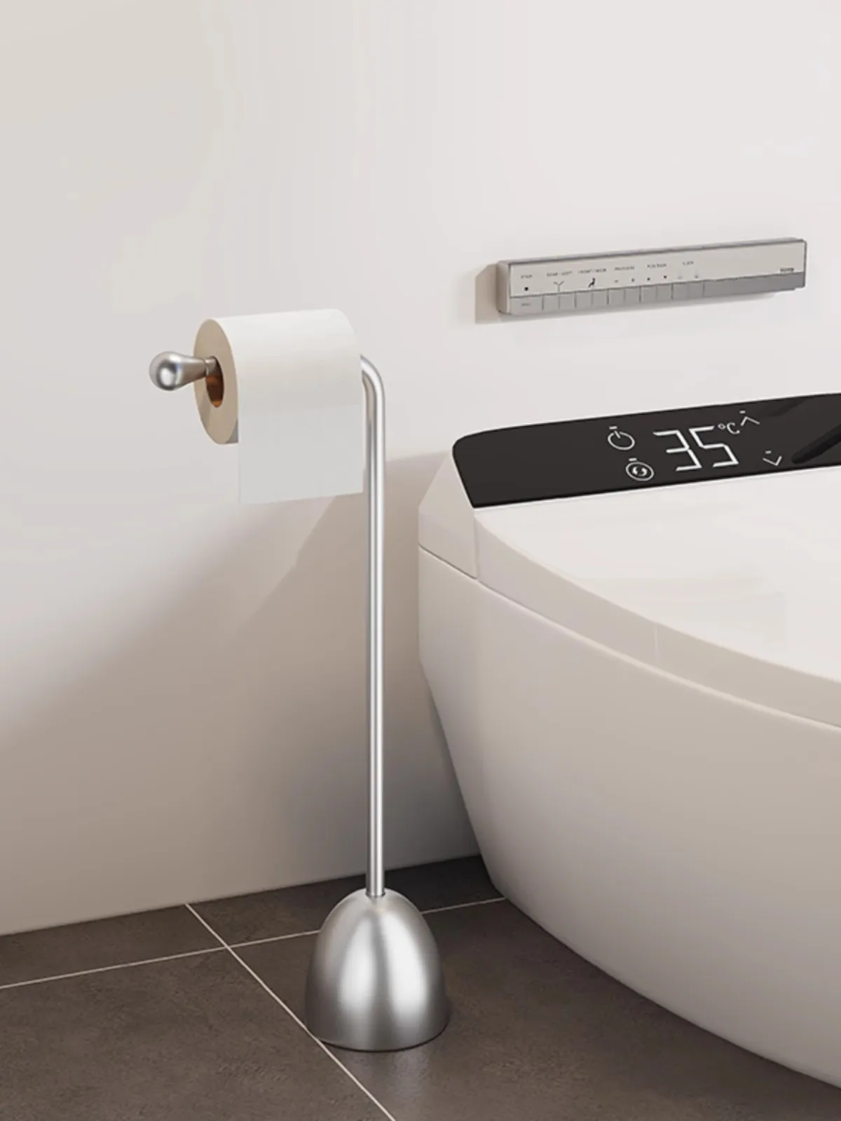 Bathroom Stainless Steel Toilet Paper Hanger Nordic Light Luxury Household Advanced Design Toilet Hand Pumping Paper Roll Rack