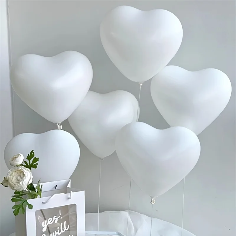 30pcs 10inch White Heart Shaped Latex Balloon Wedding Birthday Party Decoration Love Ball Valentines Baby Shower