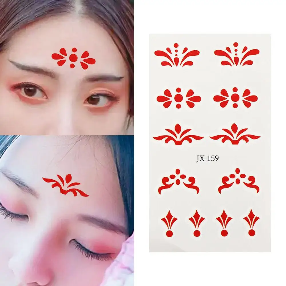Red New Years Beauty Forehead Stickers Chinese Ancient Style Eye Makeup Decal Firecracker Pattern Sweet Makeup Face Tattoo Girl