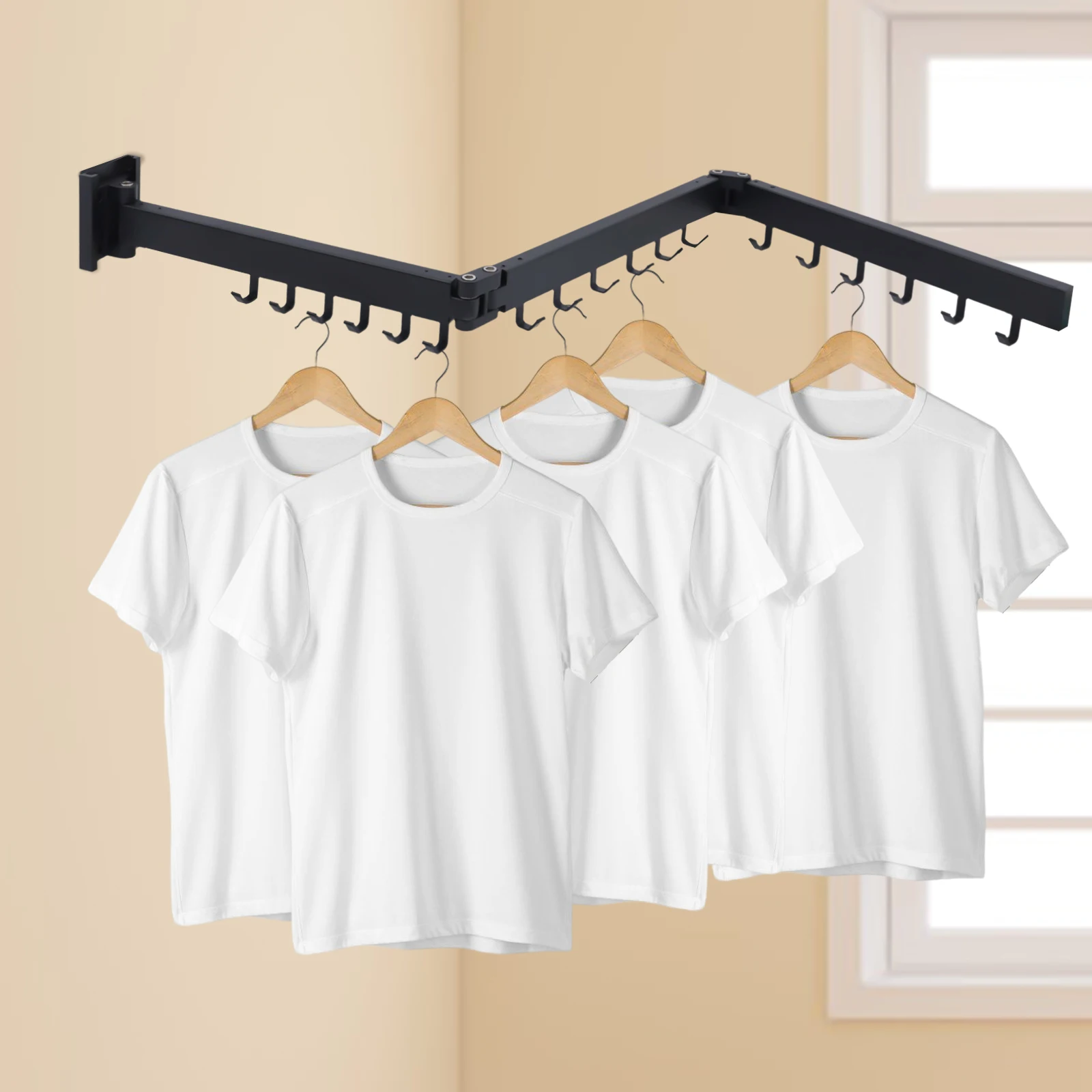 

Tri-fold Drying Rack 360° Rotating Shaft Retractable Clothes Hanger Wall Mount, Laundry Holder Shelf Folding Dryer Hanger