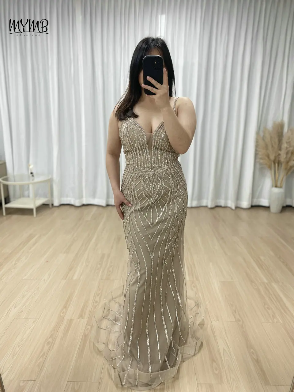 

MYMB Champagne V Neck Cape Sleeves 2 Pieces Set Evening Gowns for Women Party Stunning Slip Beaded Wedding Guest Dresses MB40290