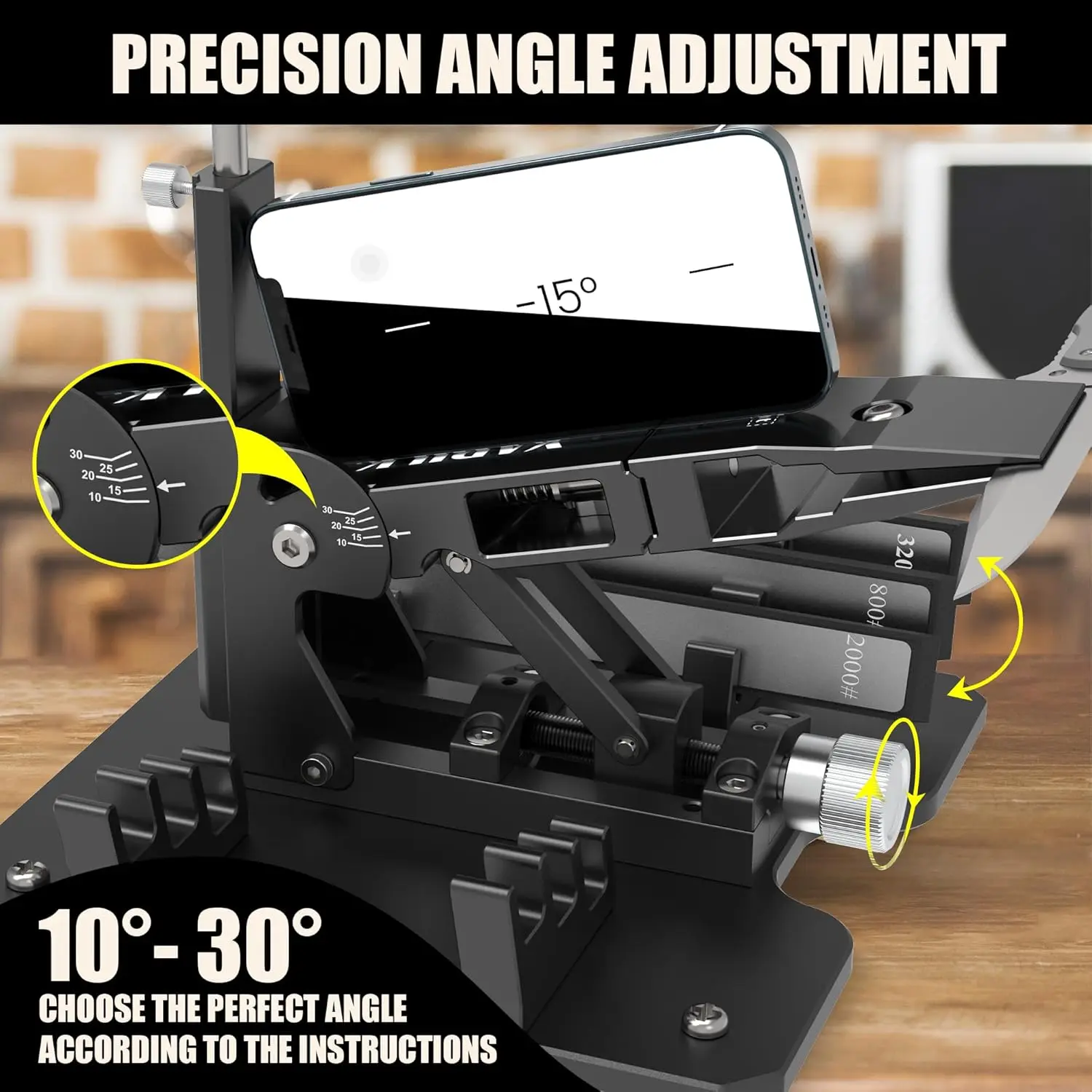 

Professional Knife Sharpening System GEN2, Heavy-duty | Aluminum Precision Knife Sharpener Tool & Sharpening Kit