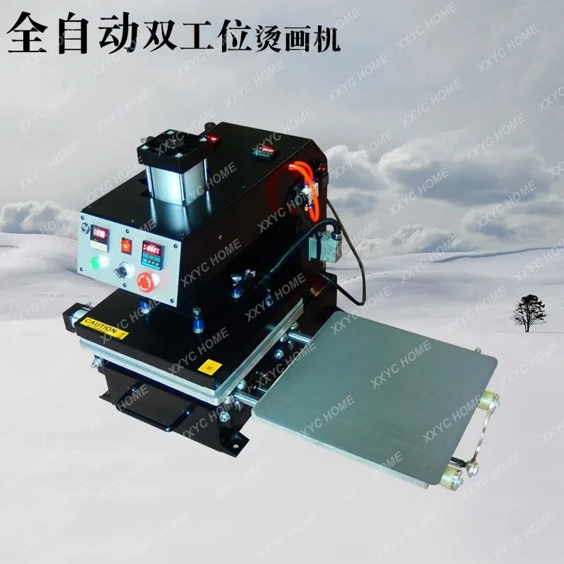 Pneumatic double station heat press machine, multi-specification high-power clothing heat press machine