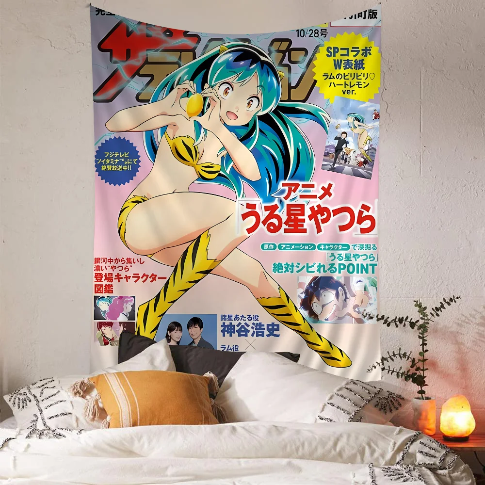 Urusei Yatsura Anime DIY Wall Tapestry Hanging Tarot Hippie Wall Rugs Dorm Home Decor