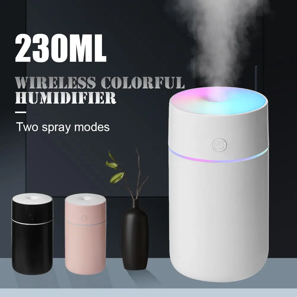 Mini LED Humidifier 230ml Aroma Essential Oil Diffuser USB Rechargeable Home Air Freshener Humidifier