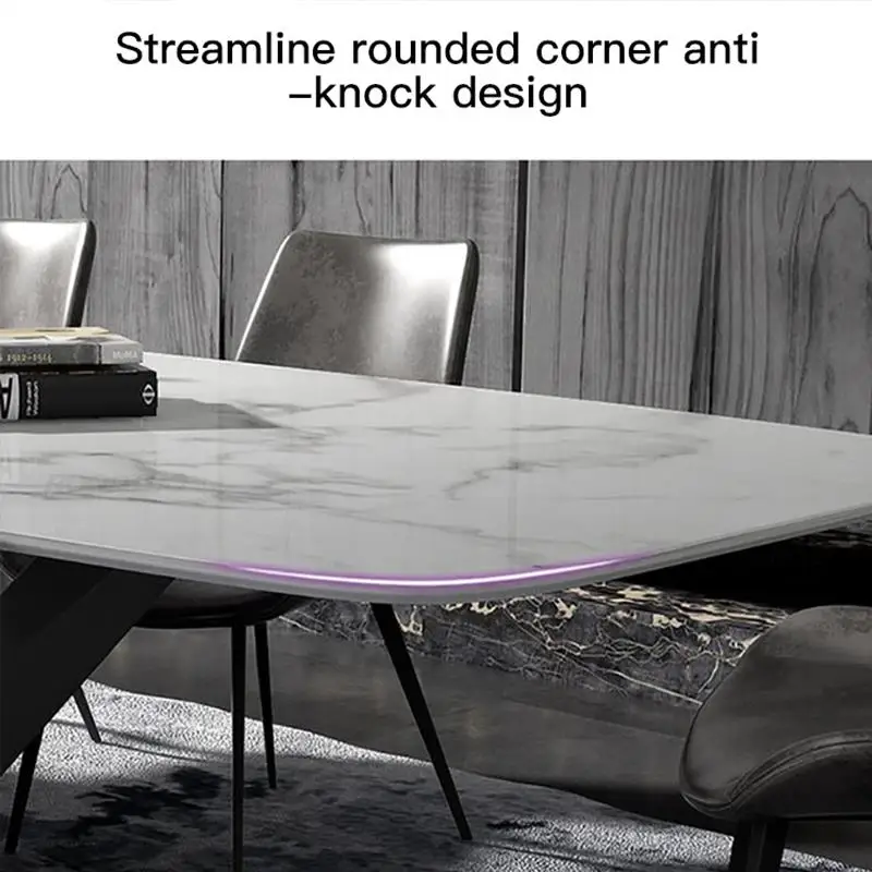 Modern Dining Table For Kitchen Villa Home Furniture Dinning Table And Chairs Combination Rectangle Marble kitchen Table Set