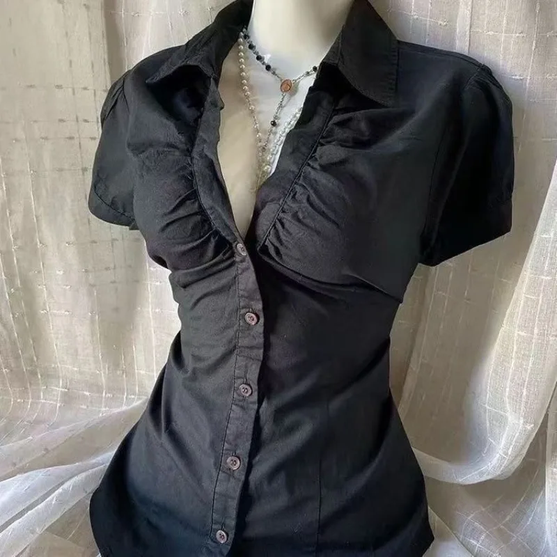 Vintage Sleeveless Women Elagant Blouse Streetwear Style Tops Lace Collar Spicy Girl Stand Up Collar Slim Fit Shirt Spring New