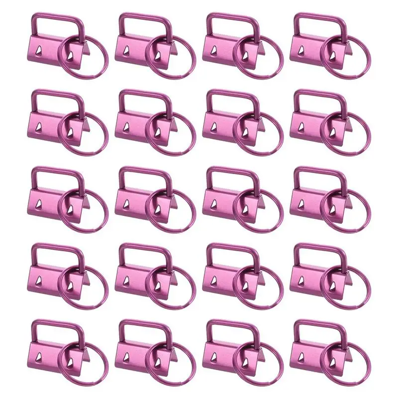 AC23-Key Fob Hardware With Keychain Rings For Bag Webbing ,Pink Metal Keychain Ring 20PCS