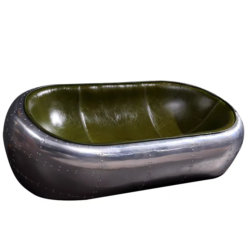 الرجعية النمط الصناعي الألومنيوم أريكة جلدية مكتب فرنسي وحدات أريكة القرون الوسطى ويسكي مجموعة أريكة كرسي