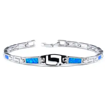 男女皆宜的藍色蛋白石方形鏈條手鍊,可作禮物 10 最佳銷售 藍色蛋白石 - №5