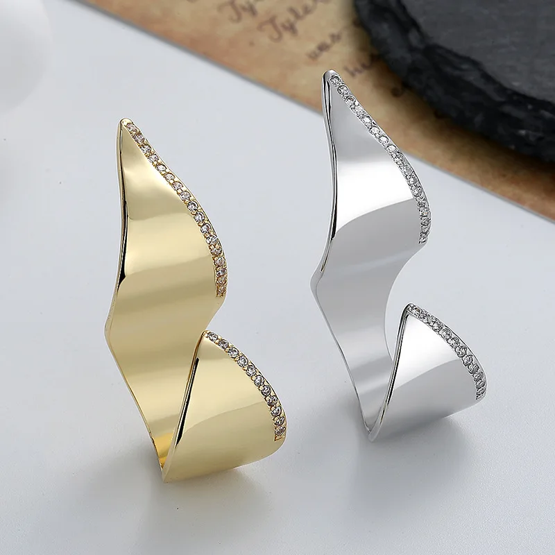 Personalized Irregular Shape Ring Exaggerated Design Open Cuff Ring Trendy All-match Hand Jewelry for Ladies