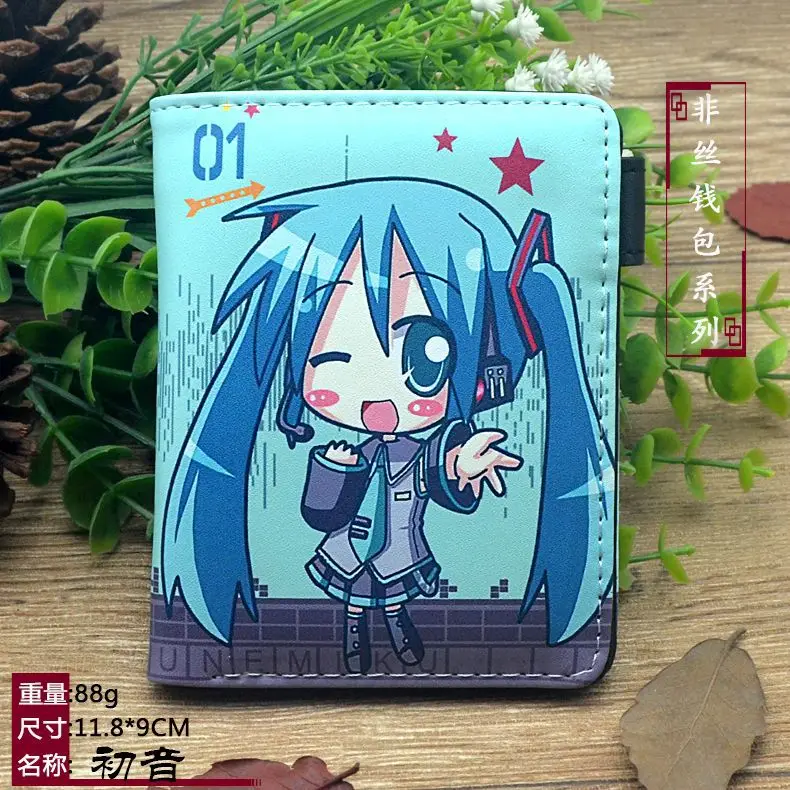 Hatsune Miku Anime Foldable Wallet Women Men Children Bank ID Card Holder Card Clip Bag Cartoons Cosplay Clutch Wallets Gifts