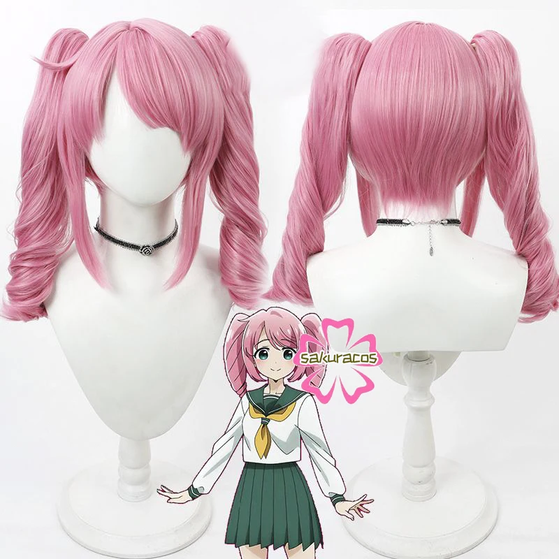 Hanabishi Haruka Wig Anime Ik Bewonder Magische Meisjes Die Over Magische Meisjes Gutsen Cosplay Roze Dubbele Paardenstaart Haar Kostuum Pruiken