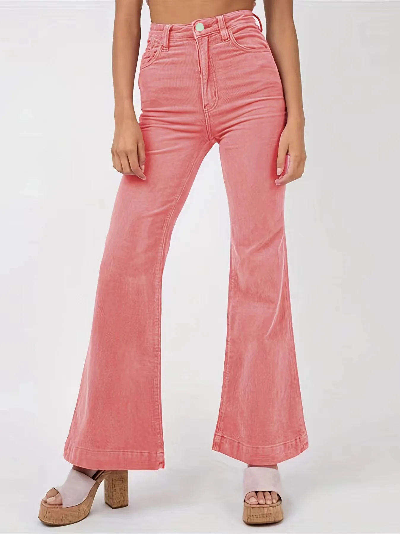 Corduroy flared pants wide-leg pants women street solid color casual fashion