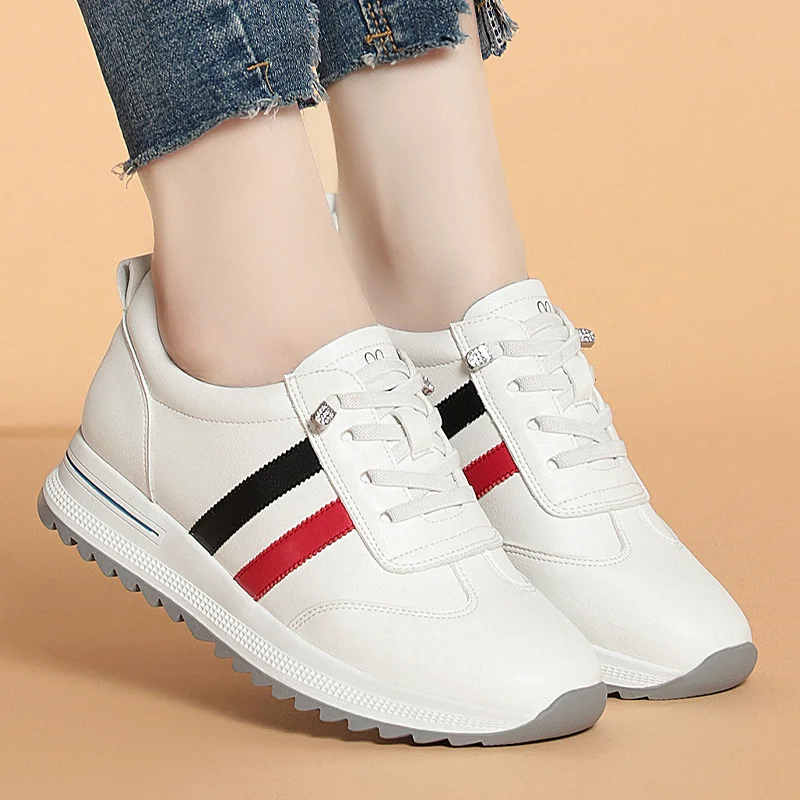 Women Water Proof Solid Comfort Sneakers Breathable Sports Shoes Outdoor Walking Flats Spring Casual Soft Leather Shoes