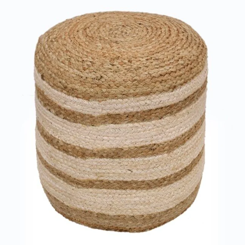 

Pouf Jute Cover Braided Style Floor Decor Ottoman Modern Living Foot Stool Cover Carpets for Bed Room