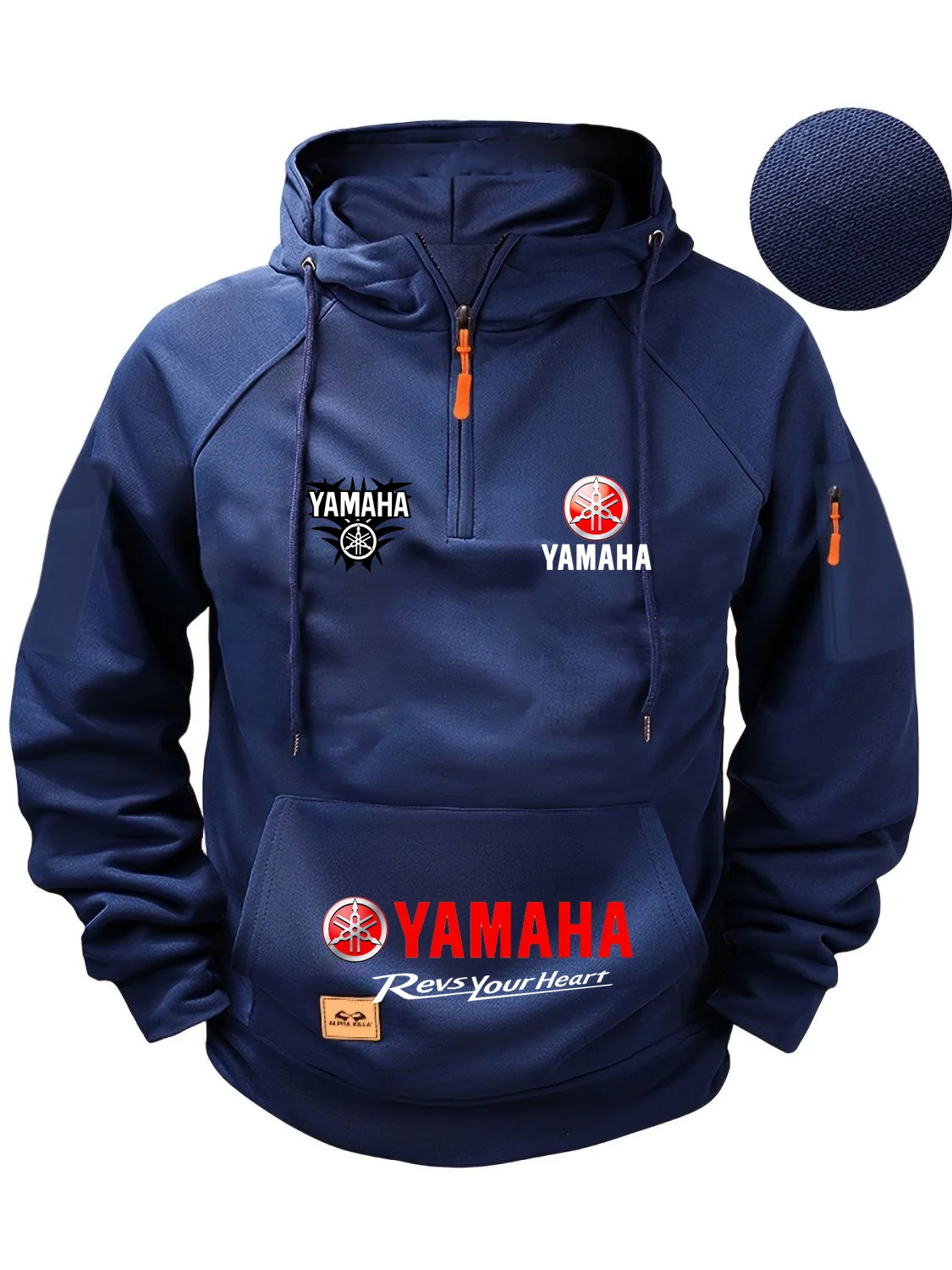 2025 جديد ياماها الخريف والشتاء الرجعية الوزن الثقيل الرجال الصوف مقنعين البلوز طويلة الأكمام دراجة نارية سترة غير رسمية #4