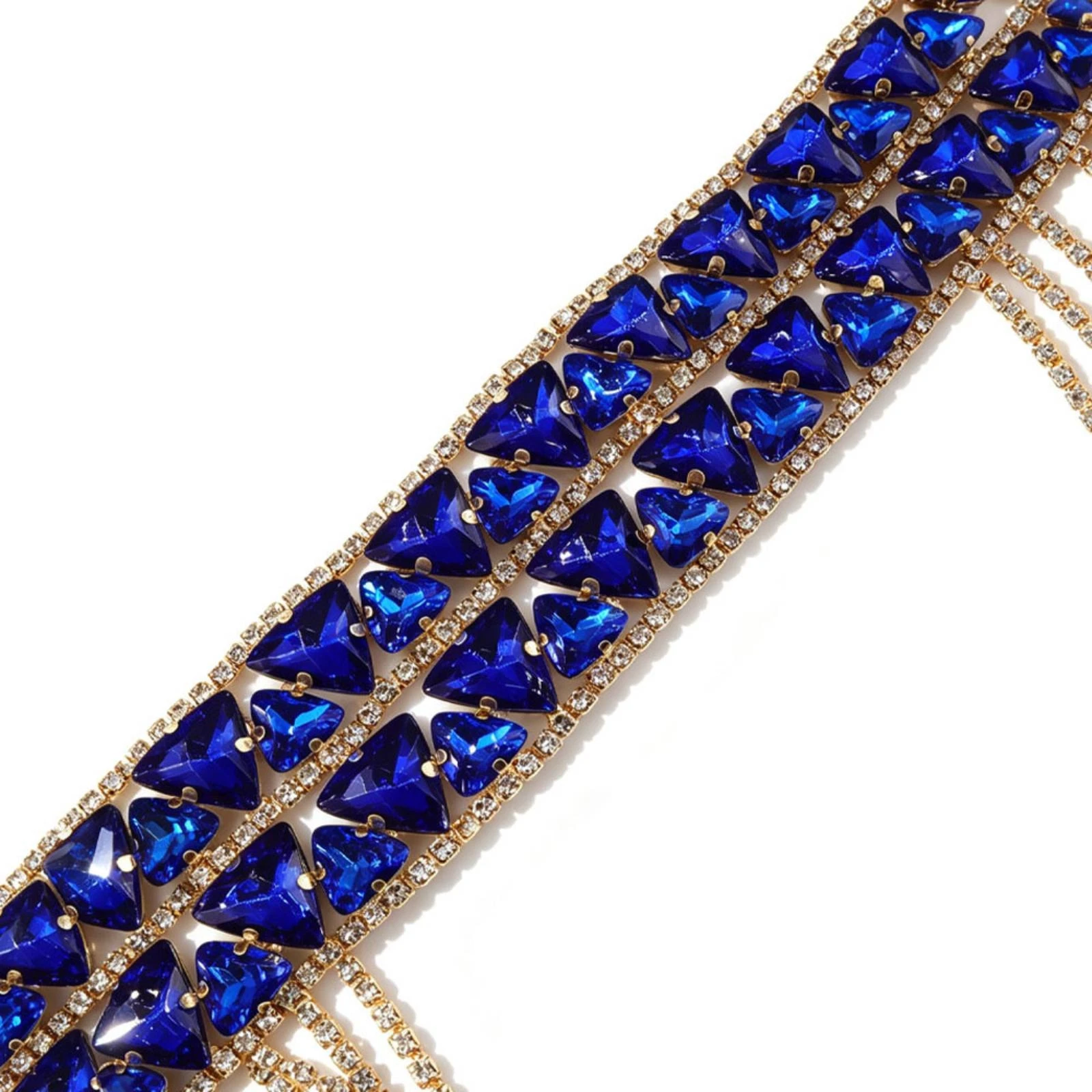 Shoulder Chain with Blue Stones Sparkling Shoulder Chain Accessory Draped Tassel Body Jewelry Shiny Fashionable for Women