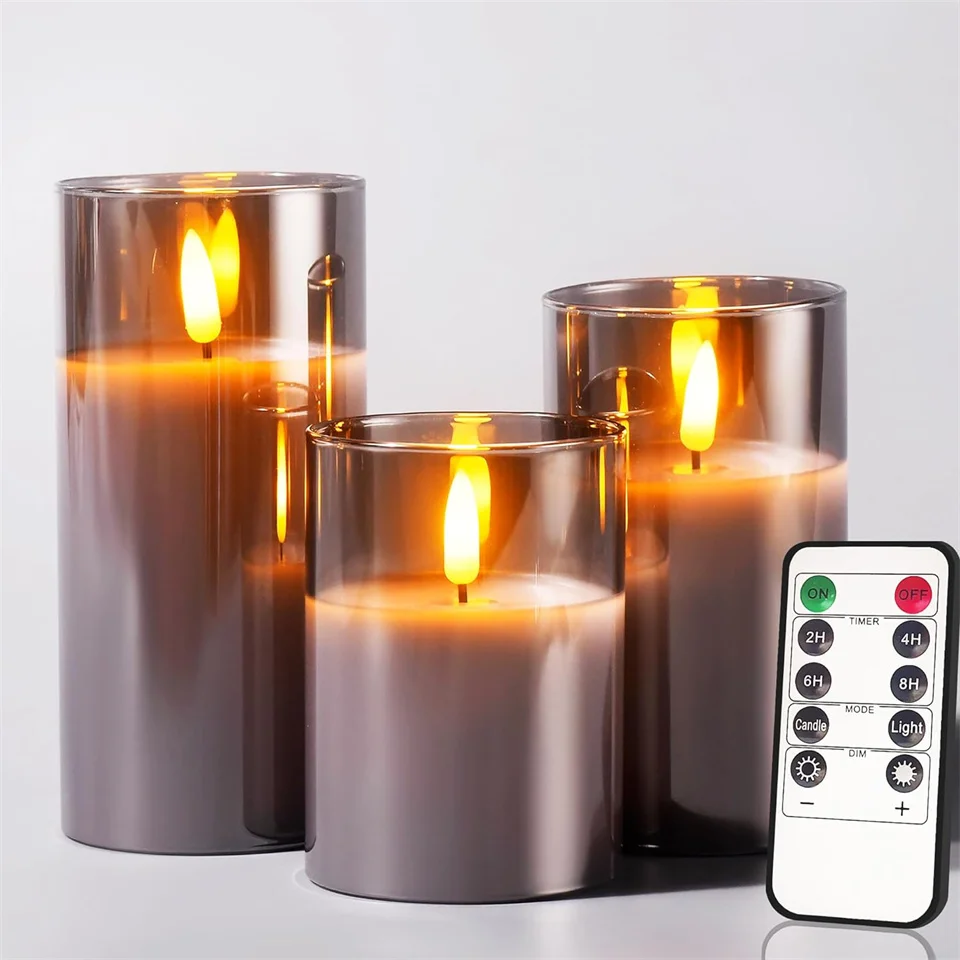 LED Lights for Home Electronic Candle LED Candle Decoration LED Glass Candle Full Set Remote Control Timer for Christmas Wedding