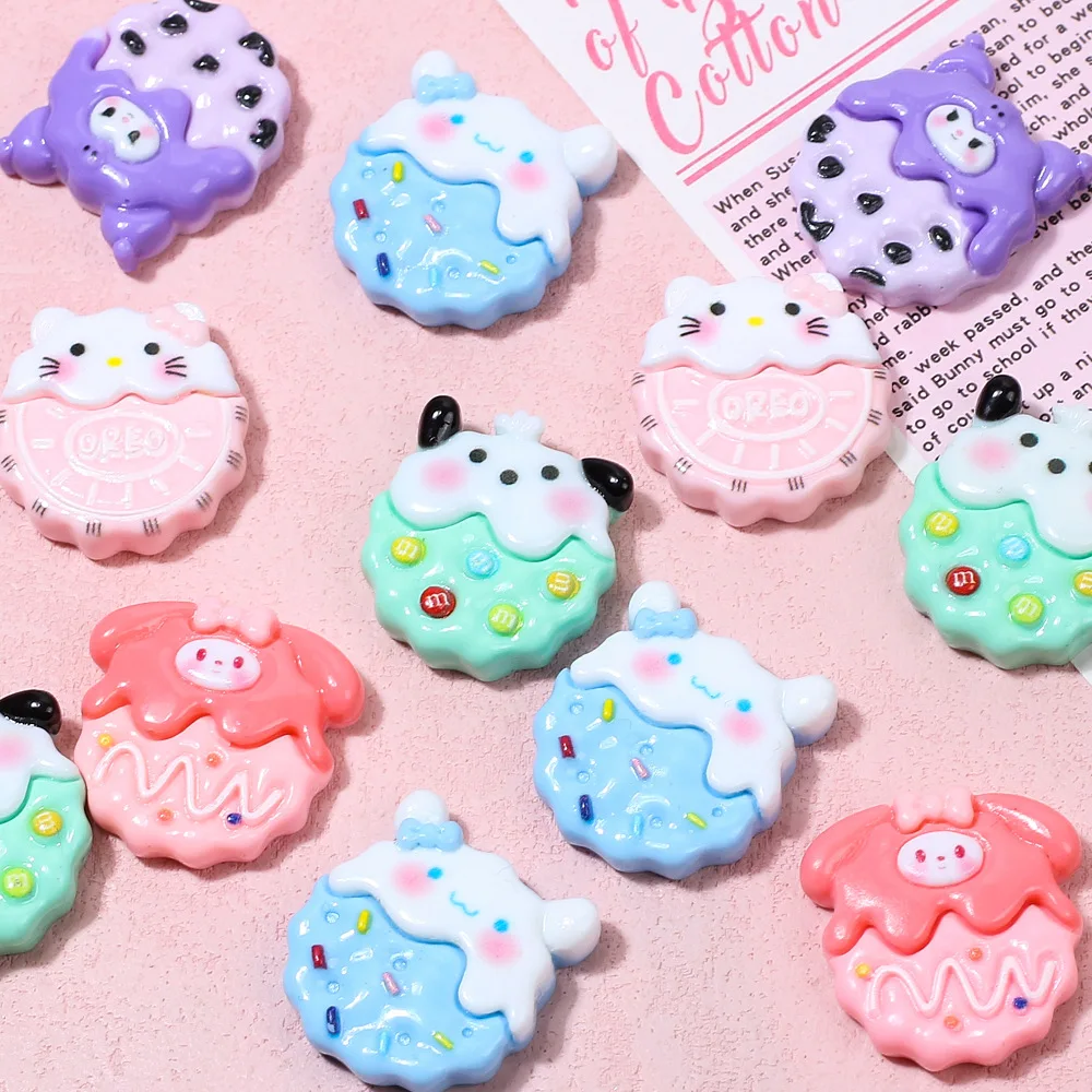 

10PCS Kawai bright surface Biscuit animals Series Resin Flat Back Scrapbook Figurine DIY Bow Decor Accessories Crafts A15