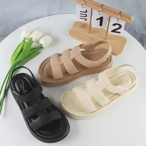 Sommer -PVC -Sandalen für Frauen, flache Strandschuhe, lässige Schuhe mit Klettverschluss, feste Farbe, Mode 6 Hauptverkaufsstart mit Klettverschluss - №4