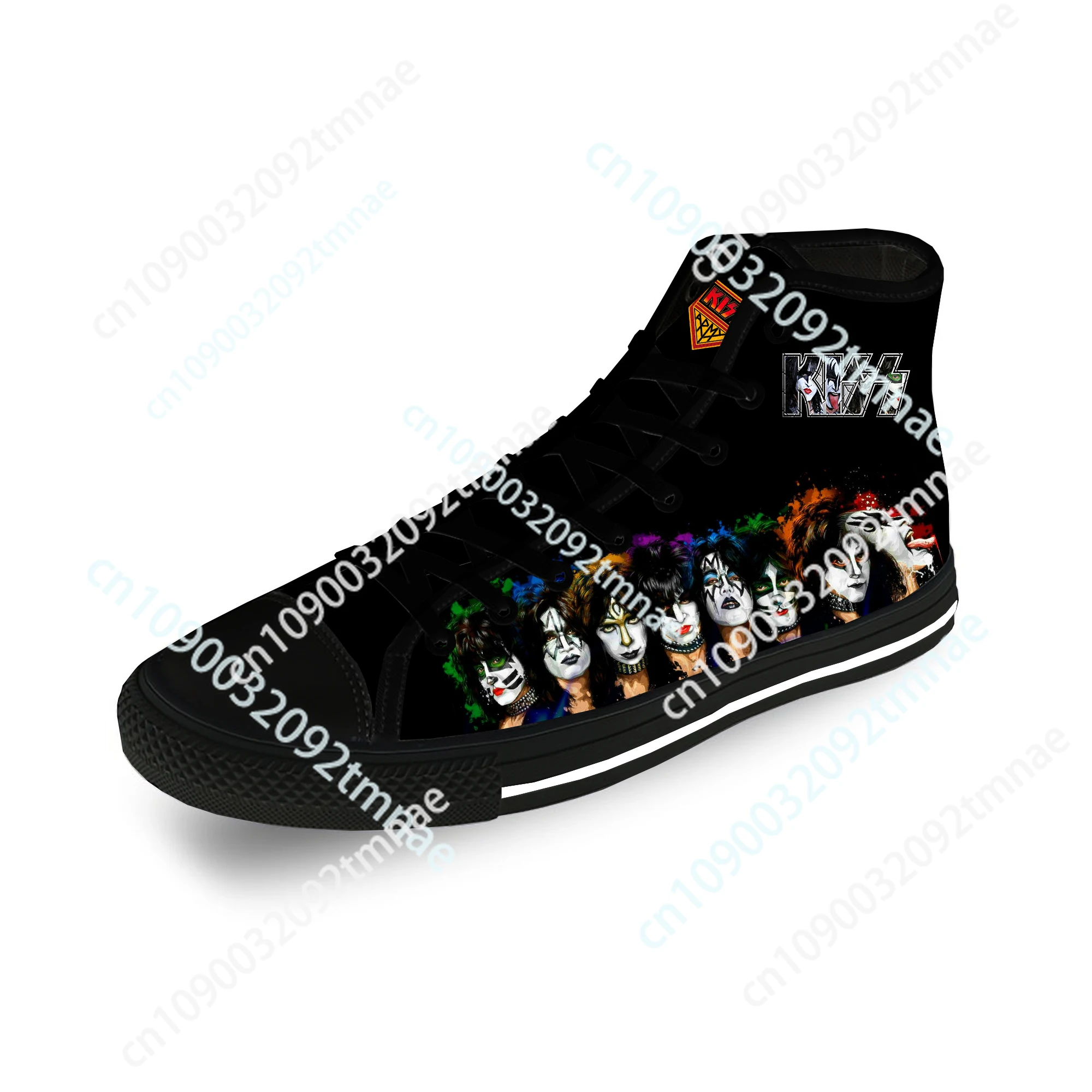 Kiss Rock Band Heavy Metal Music Casual Cloth 3D Custom High Top Canvas Fashion Shoes Men Women  Lightweight Breathable Sneakers