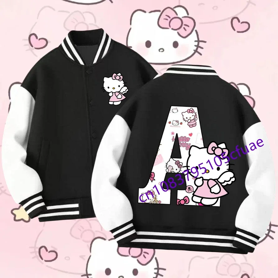 

Sanrio Baseball Uniform Clothes Hello Kitty Letter A-Z Boy Girls Long-sleeved Hoodie Cartoon Clothes Kawaii Birthday Jacket Gift